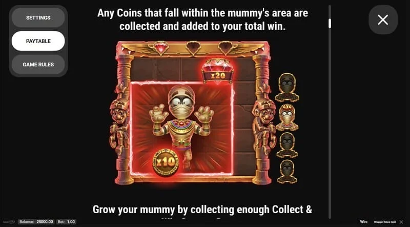 Wrappin' More Gold - прозорец с правила и информация за играта