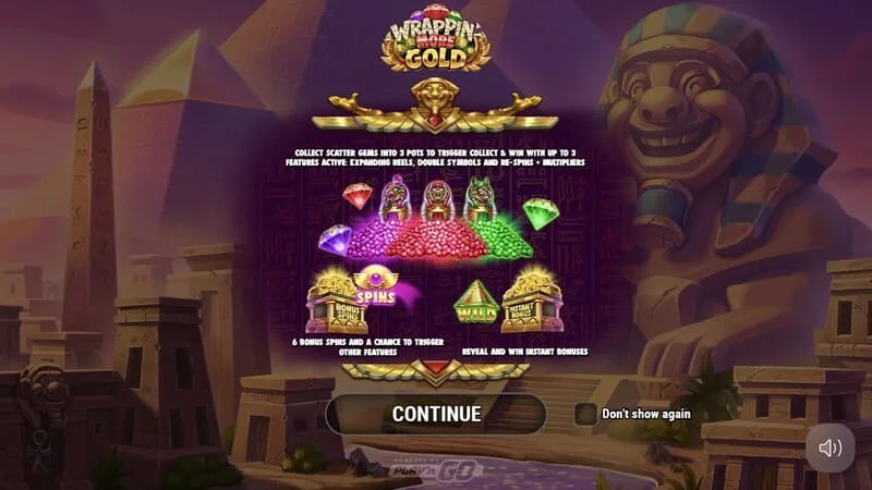 Wrappin' More Gold - главно меню с мумия и пирамиди